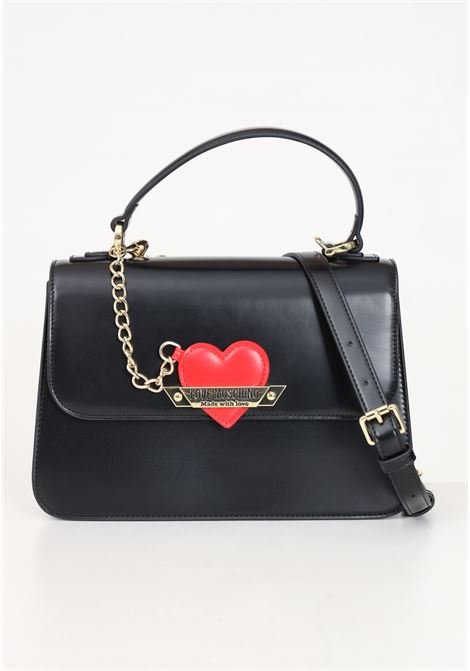 Black women's handbag with red heart charm LOVE MOSCHINO | JC4138PP1LLM1000